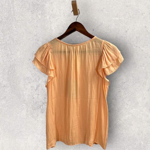 Joie Button Front Flutter Sleeve Blouse Peach Size Small New - Picture 4 of 12